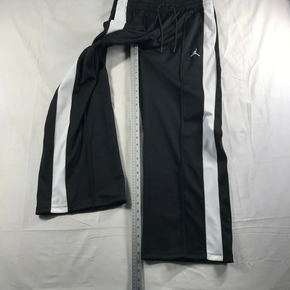 Jordan Mens Wide Leg Track Pants Black White Side Stripe Jumpman FV7101-010 M